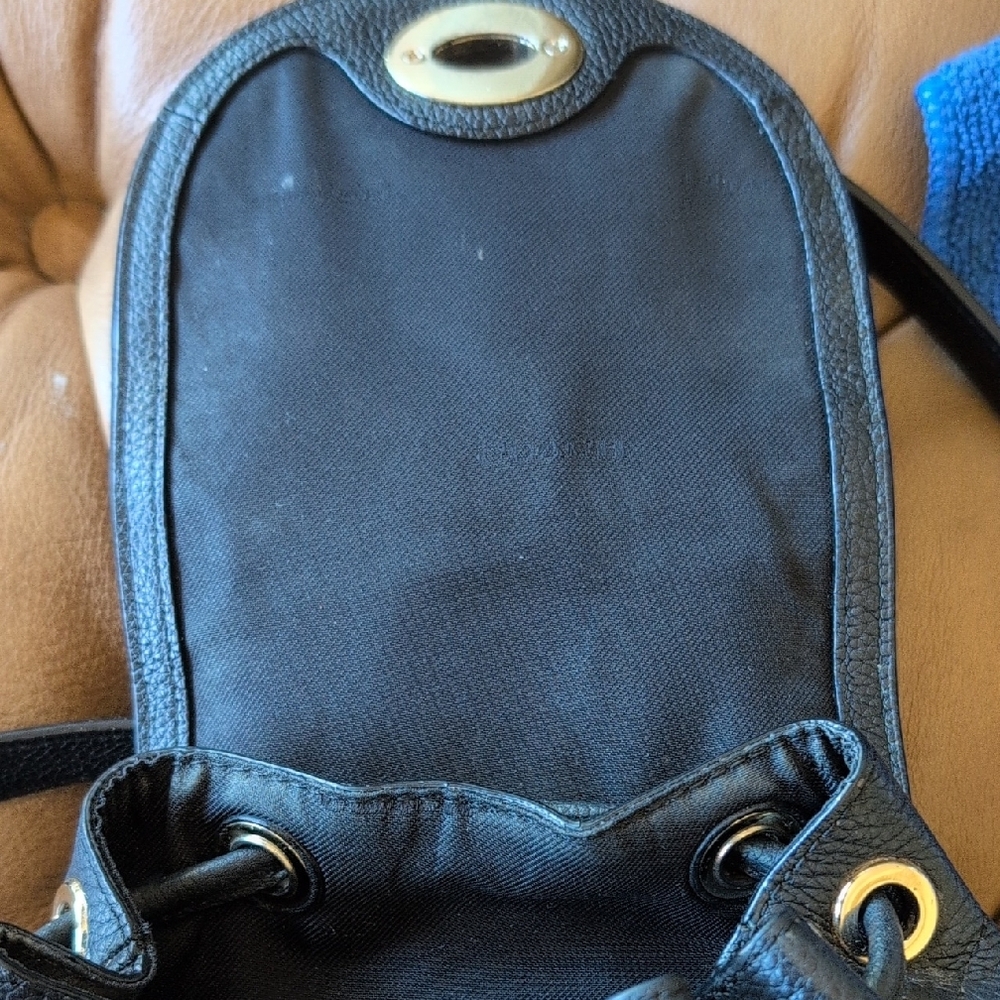 Coach Black Pebbled Leather Mini Turnlock Backpack with Gold Accents - Picture 13 of 16